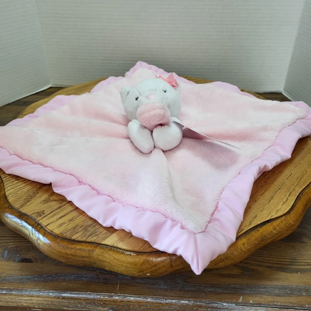 NWT Carter's White Plush Kitten Kitty Cat Lovey Pink Security Snuggle Blanket